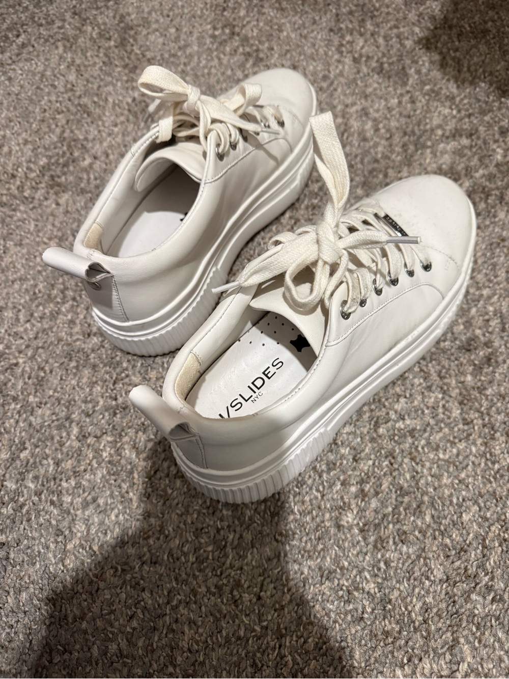 J Slides White Platform Sneakers